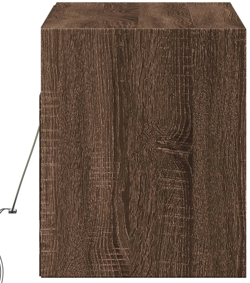 TV staliukas Sieninė TV spintelė su LED lemputėmis, ruda ąžuolo, 100x31x35cm