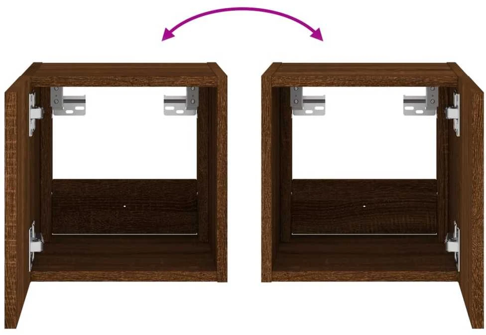 TV staliukas Sieninė TV spintelė su LED lemputėmis, ruda, 30,5x35x30cm