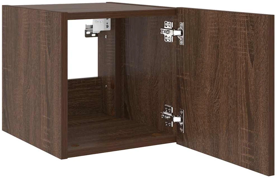 TV staliukas Sieninė TV spintelė su LED lemputėmis, ruda, 30,5x35x30cm