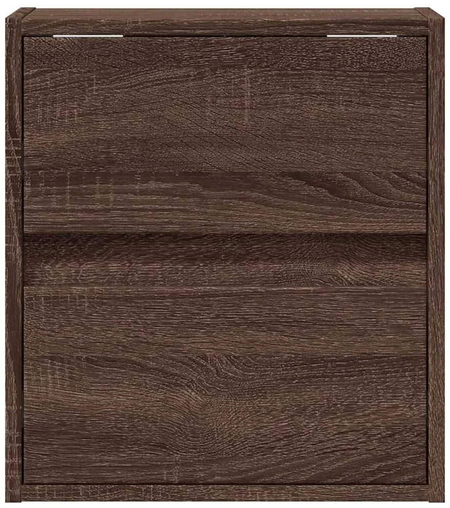 TV staliukas Sieninė TV spintelė su LED lemputėmis, ruda ąžuolo, 41x31x45cm