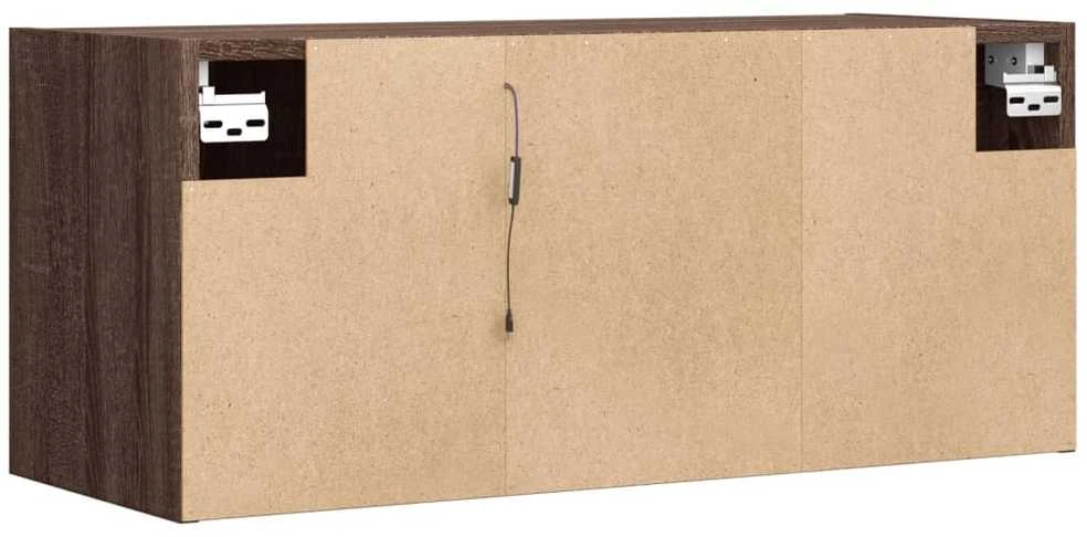 TV staliukas Sieninė TV spintelė su LED lemputėmis, ruda ąžuolo, 80x31x35cm
