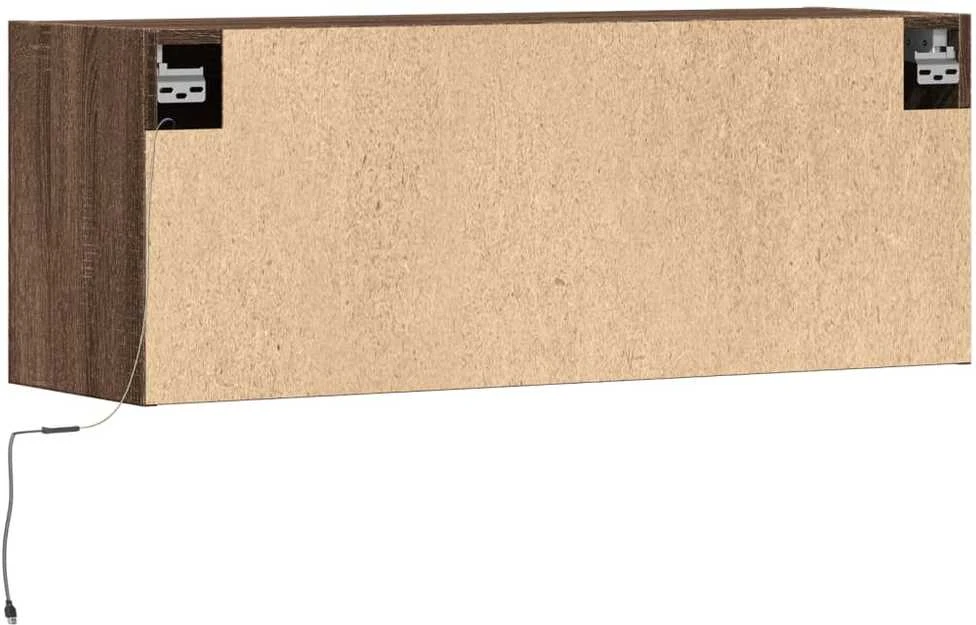 TV staliukas Sieninė TV spintelė su LED lemputėmis, ruda ąžuolo, 100x31x35cm