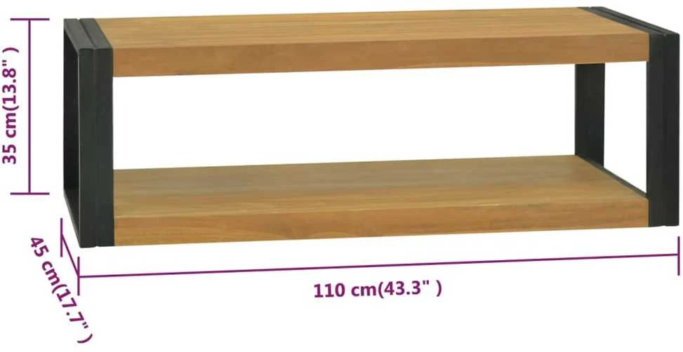 Sieninė vonios kambario spintelė, 110x45x35cm, tikmedis