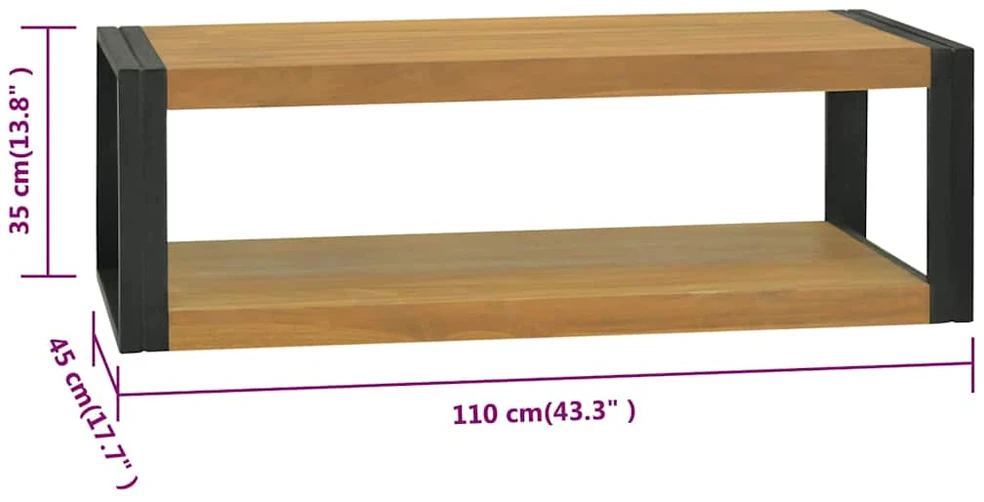 Sieninė vonios kambario spintelė, 110x45x35cm, tikmedis