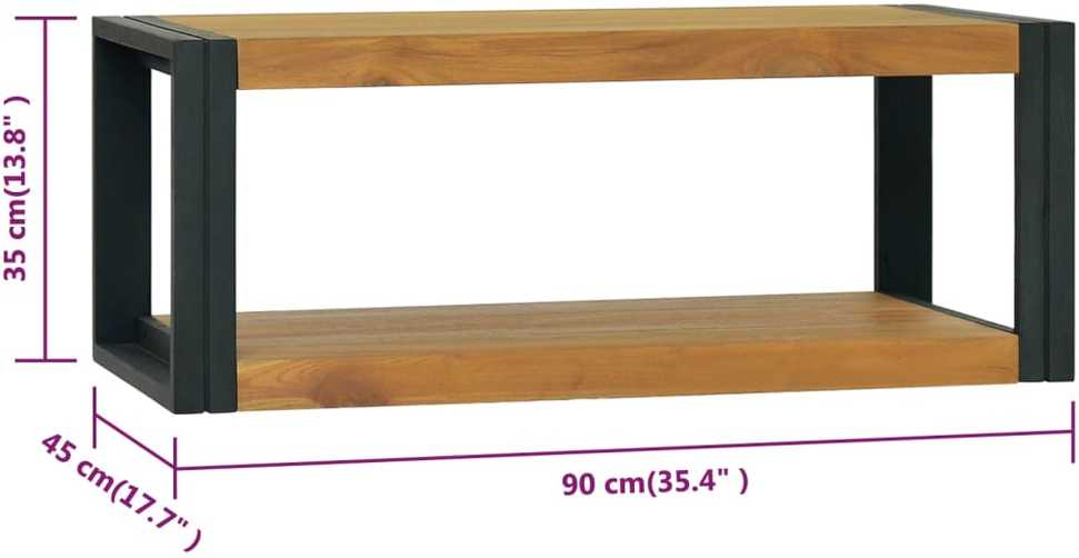 Sieninė vonios kambario spintelė, 90x45x35cm, tikmedžio masyvas