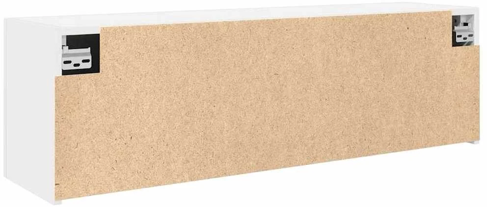 Sieninė vonios kambario spintelė, baltos, 100x25x30cm, mediena