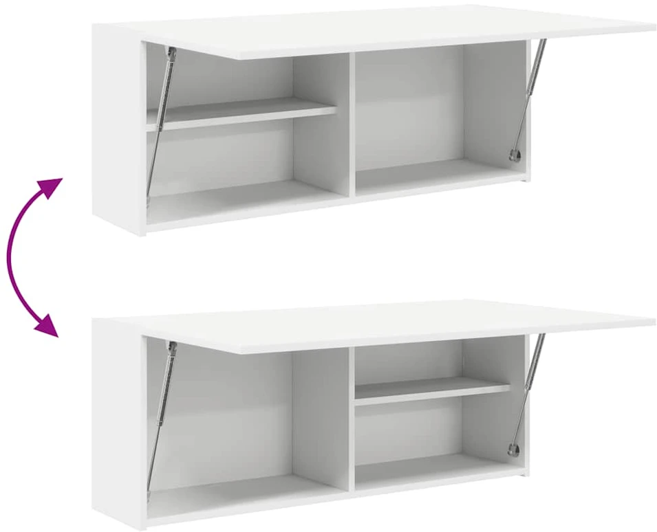 Sieninė vonios kambario spintelė, baltos, 100x25x40cm, mediena