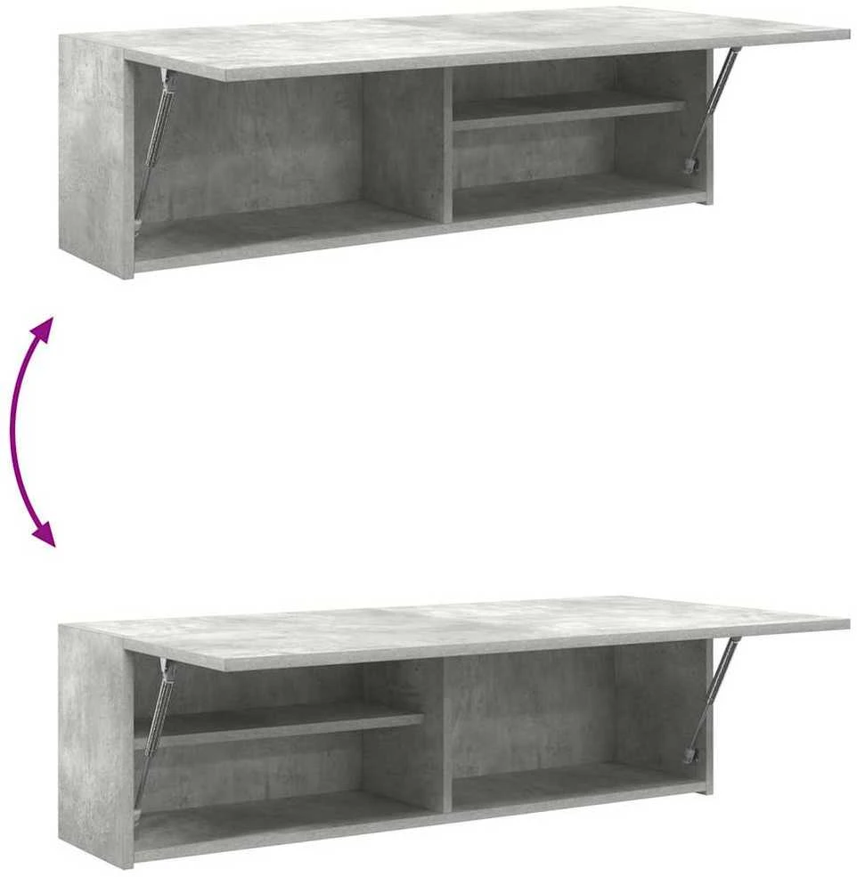 Sieninė vonios kambario spintelė, betono pilka, 100x25x30cm