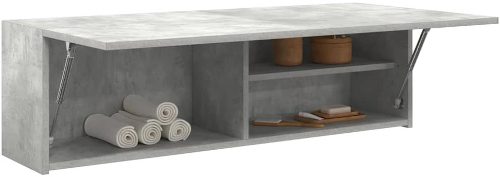 Sieninė vonios kambario spintelė, betono pilka, 100x25x30cm
