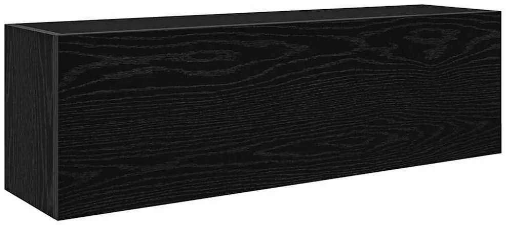 Sieninė vonios kambario spintelė, juodos, 100x25x30cm, mediena