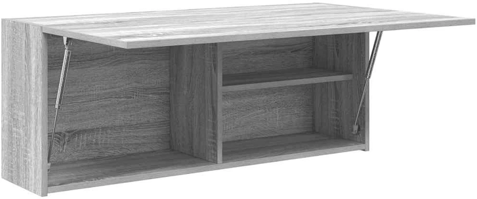 Sieninė vonios kambario spintelė, pilka ąžuolo, 100x25x40cm