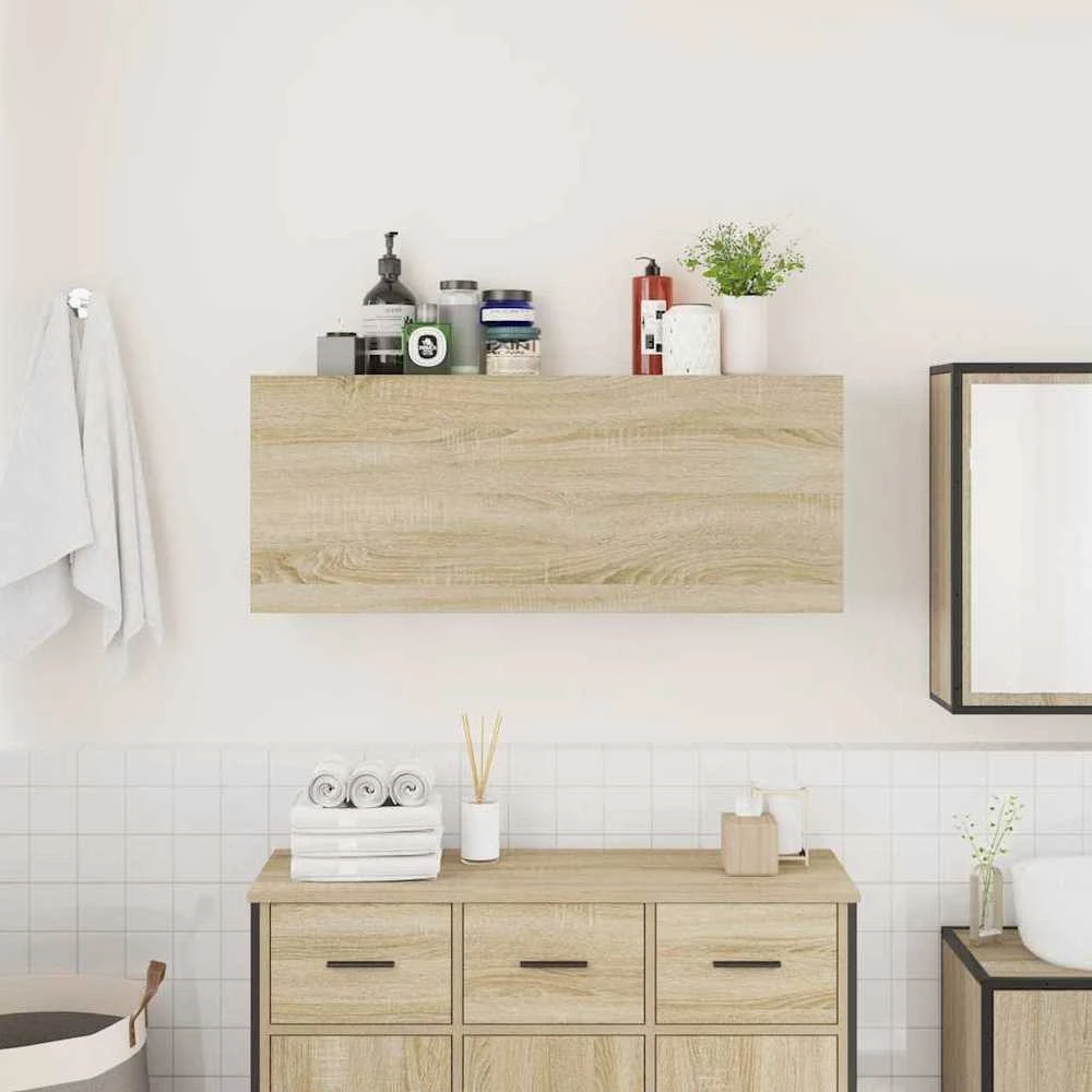 Sieninė vonios kambario spintelė, sonoma ąžuolo, 100x25x40cm