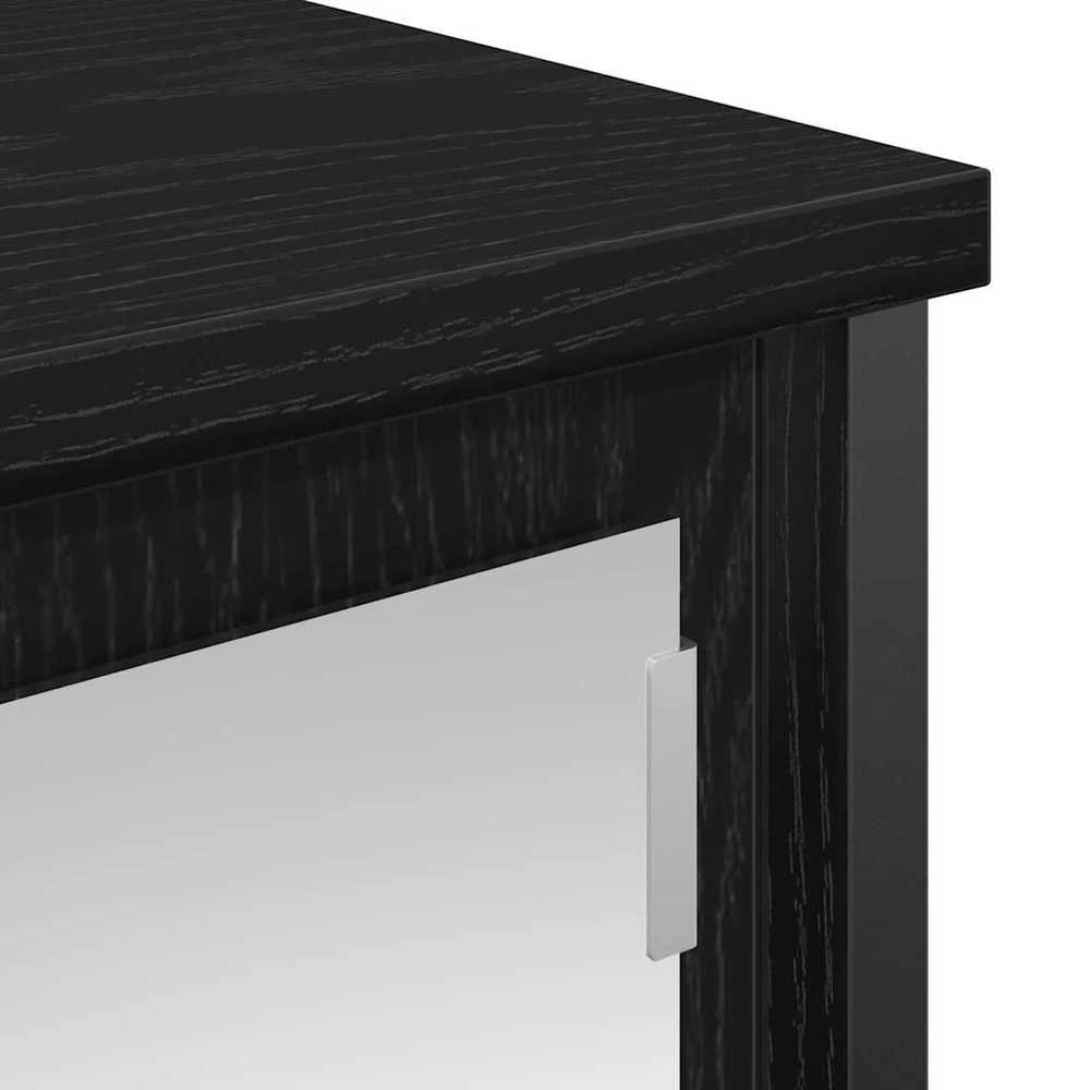 sieninė vonios spintelė su veidrodžiu juodas ąžuolas 50x21x60cm
