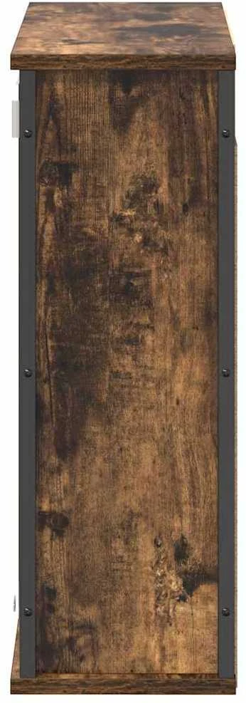 sieninė vonios spintelė su veidrodžiu rūkyto ąžuolo 60x21x60 cm