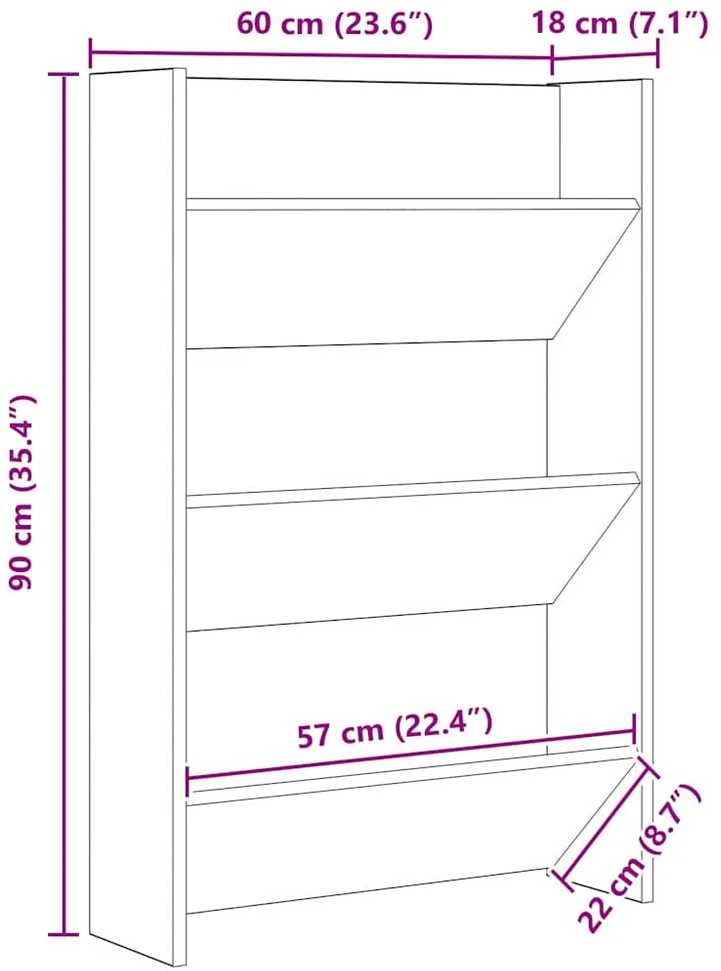 Batu skrynia 60 x 18 x 90 cm Apdirbta mediena Juodojo ąžuolo