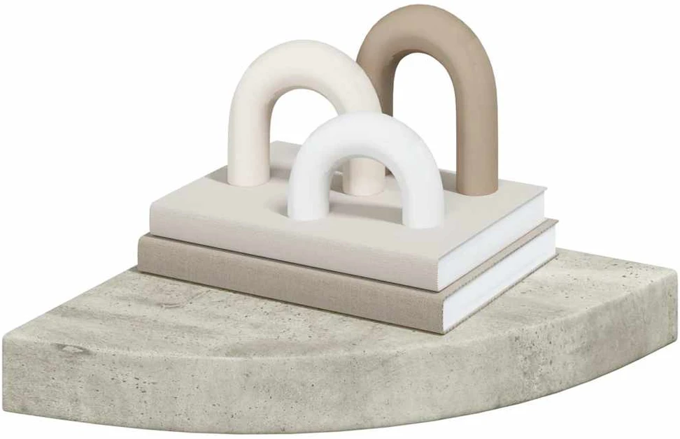 Sieninės kampinės lentynos, 2vnt., pilkos, 25x25x3,8cm, MDF