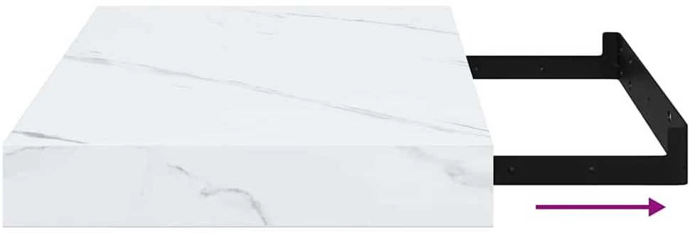 Sieninė lentyna 2 vnt. Balti marmuro 40 x 23,5 x 3,8 cm