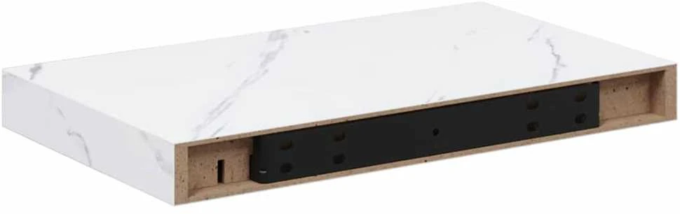 Sieninė lentyna 2 vnt. Balti marmuro 40 x 23,5 x 3,8 cm