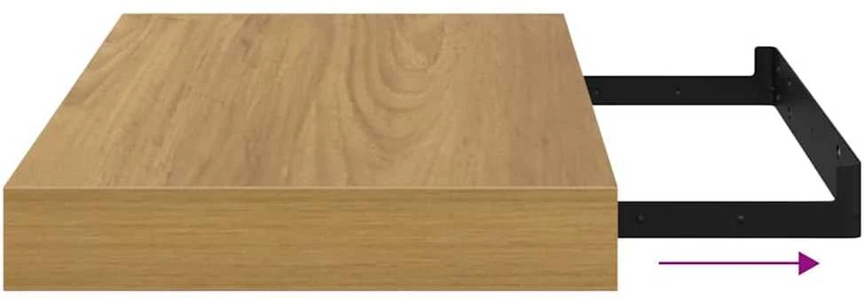 Sieninė lentyna 2 vnt. Ruda 40 x 23,5 x 3,8 cm Apdirbta mediena