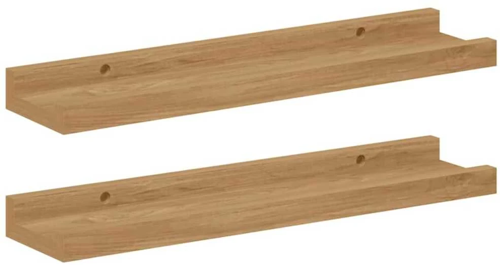 Sieninė lentyna 2 vnt. Ruda 40 x 9 x 3 cm Apdirbta mediena