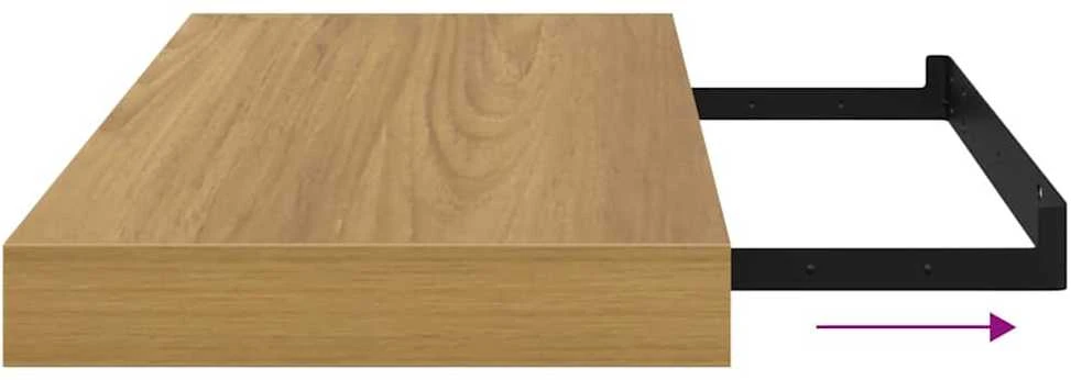 Sieninė lentyna 2 vnt. Ruda 50 x 23,5 x 3,8 cm Apdirbta mediena