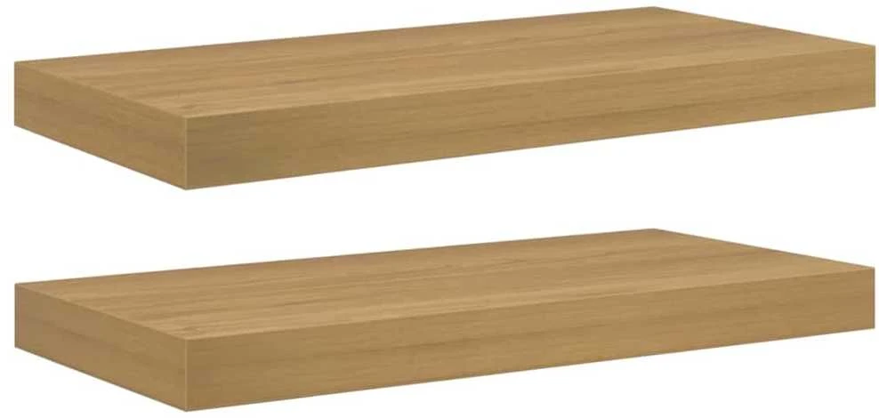Sieninė lentyna 2 vnt. Ruda 50 x 23,5 x 3,8 cm Apdirbta mediena