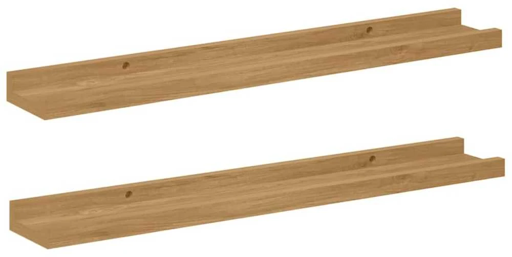 Sieninė lentyna 2 vnt. Ruda 60 x 9 x 3 cm Apdirbta mediena