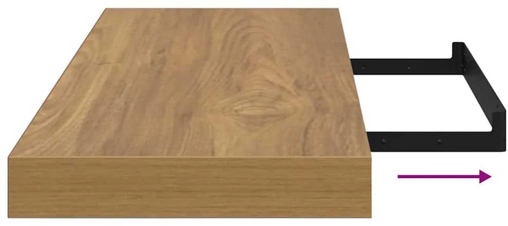 Sieninė lentyna 2 vnt. Ruda 80 x 23,5 x 3,8 cm Apdirbta mediena