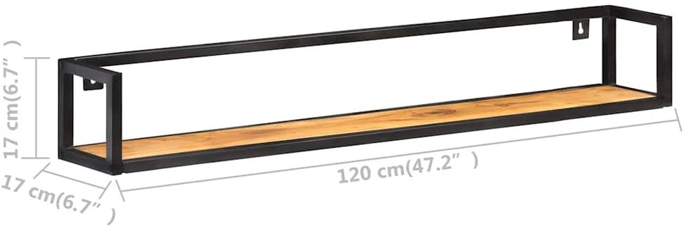 Sieninės lentynos, 2vnt., 120cm, akacijos medienos masyvas