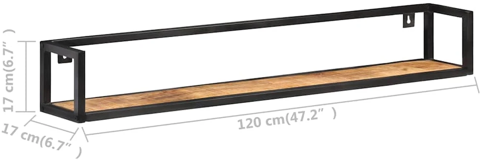Sieninės lentynos, 2vnt., 120cm, neapdorota mango mediena