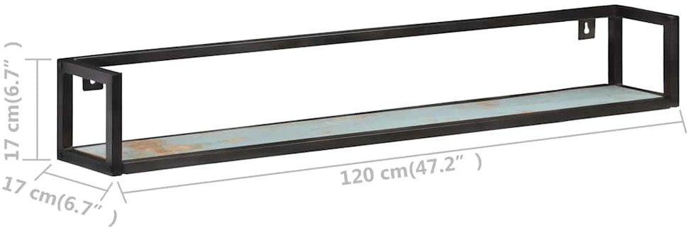 Sieninės lentynos, 2vnt., 120cm, perdirbtos medienos masyvas