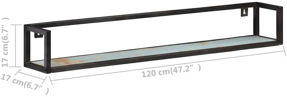 Sieninės lentynos, 2vnt., 120cm, perdirbtos medienos masyvas