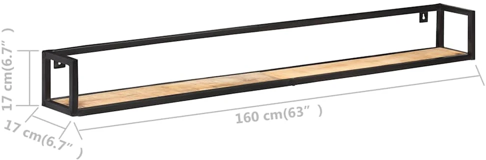 Sieninės lentynos, 2vnt., 160cm, neapdorota mango mediena