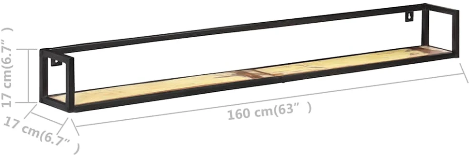 Sieninės lentynos, 2vnt., 160cm, perdirbtos medienos masyvas