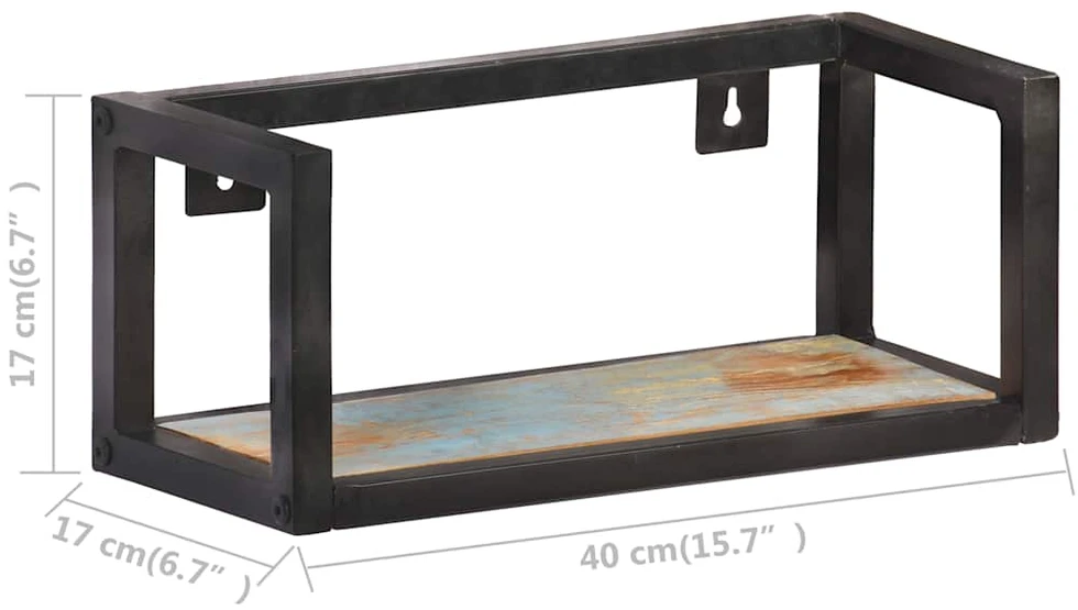 Sieninės lentynos, 2vnt., 40cm, perdirbtos medienos masyvas
