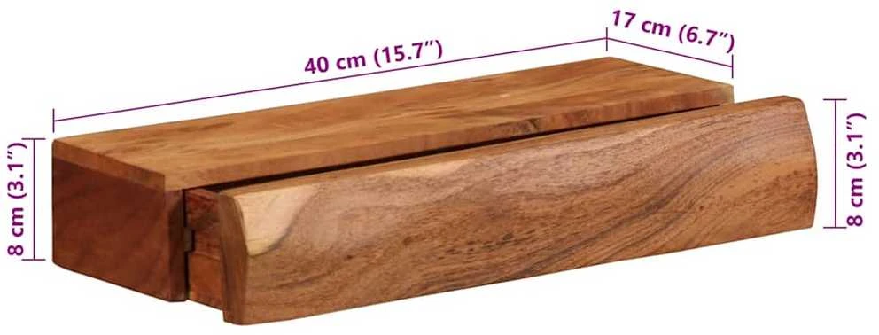Sieninės lentynos, 2vnt., 40x17x8cm, akacijos masyvas