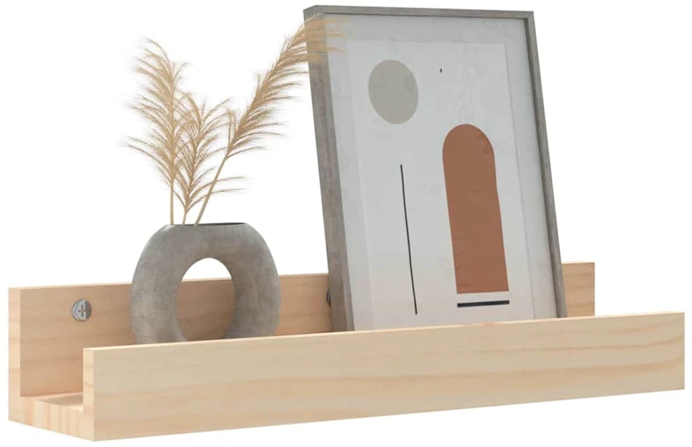 Sieninės lentynos, 2vnt., 50x12x9cm, pušies medienos masyvas