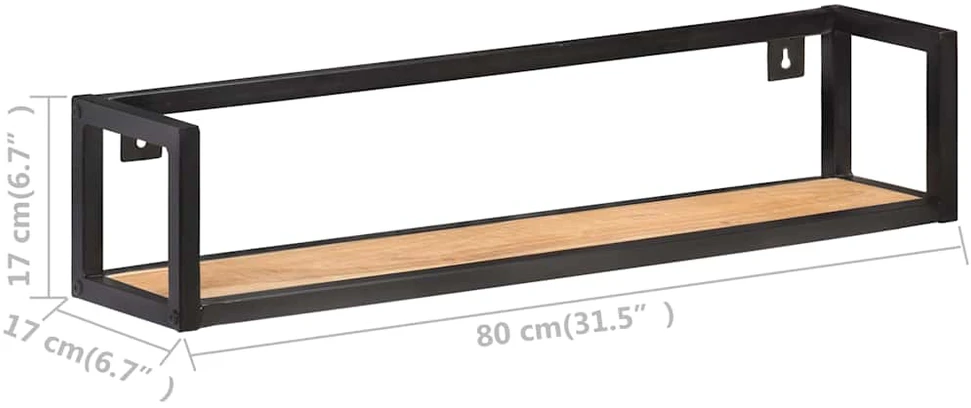 Sieninės lentynos, 2vnt., 80cm, akacijos medienos masyvas