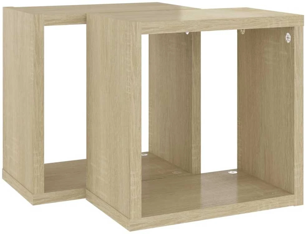 Sieninės lentynos, 2vnt., ąžuolo, 26x15x26cm, kubo formos