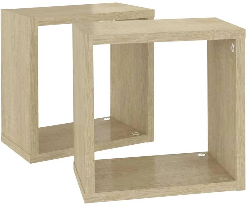 Sieninės lentynos, 2vnt., ąžuolo, 26x15x26cm, kubo formos
