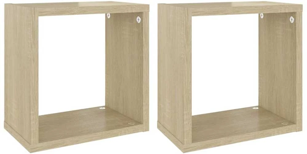 Sieninės lentynos, 2vnt., ąžuolo, 26x15x26cm, kubo formos