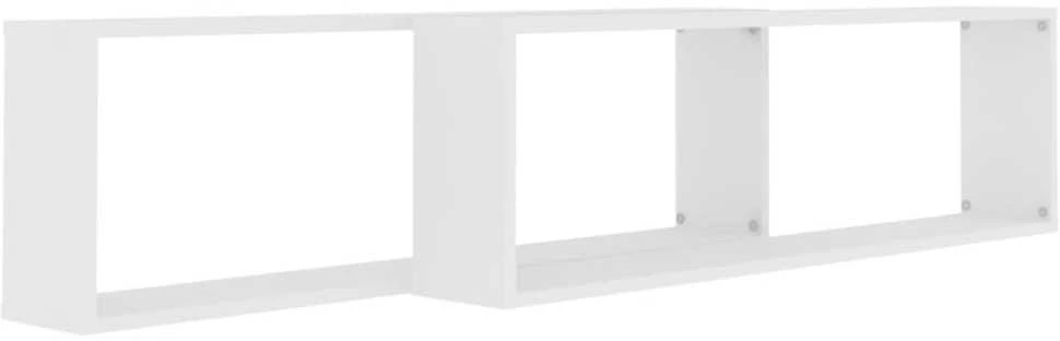 Sieninės lentynos, 2vnt., baltos, 100x15x30cm, apdirbta mediena