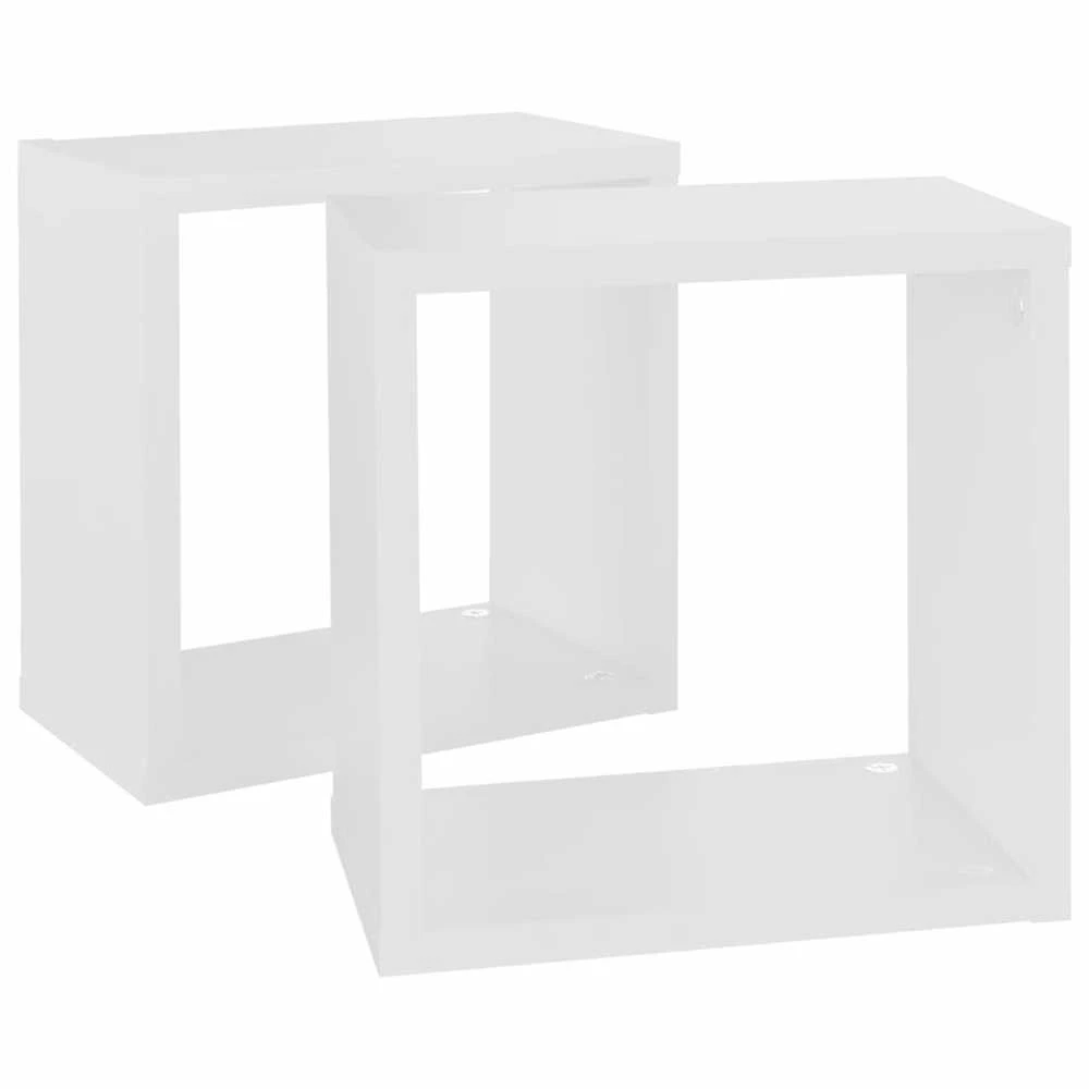 Sieninės lentynos, 2vnt., baltos, 26x15x26cm, kubo formos