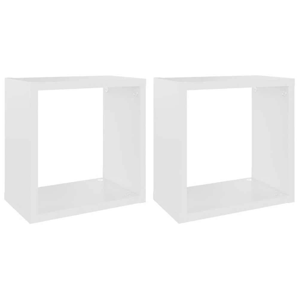 Sieninės lentynos, 2vnt., baltos, 26x15x26cm, kubo formos