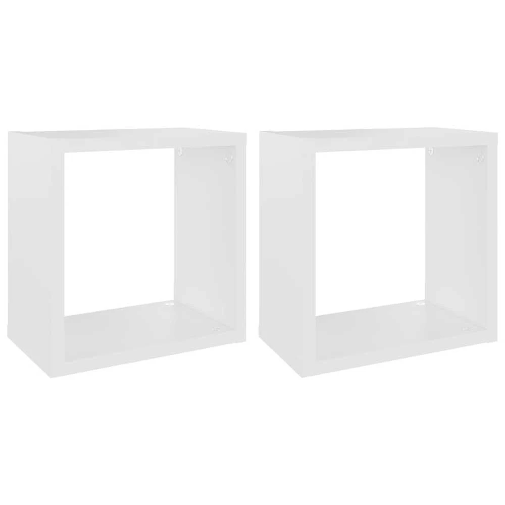 Sieninės lentynos, 2vnt., baltos, 26x15x26cm, kubo formos