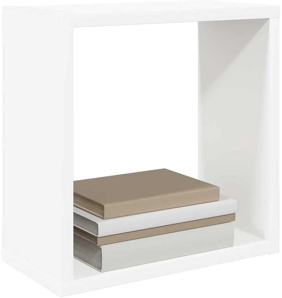 Sieninės lentynos, 2vnt., baltos, 30x15x30cm, kubo formos
