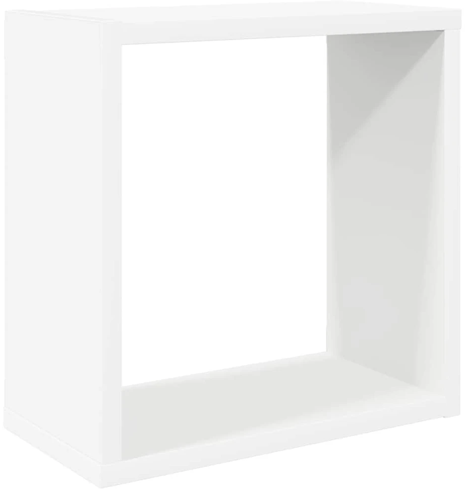 Sieninės lentynos, 2vnt., baltos, 30x15x30cm, kubo formos