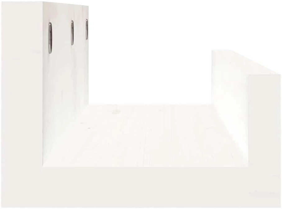 Sieninės lentynos, 2vnt., baltos, 50x12x9cm, pušies masyvas