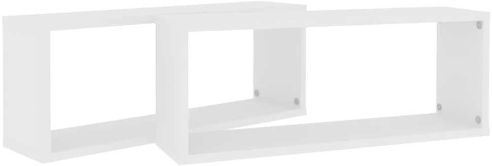 Sieninės lentynos, 2vnt., baltos, 60x15x23cm, apdirbta mediena