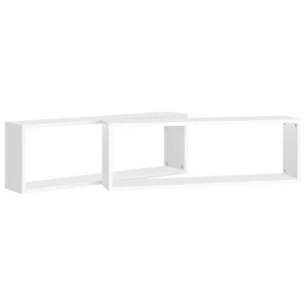 Sieninės lentynos, 2vnt., baltos, 80x15x26,5cm apdirbta mediena